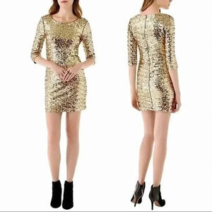 BBDAKOTA Neva Gold Sequin Sparkle Sleeved Cocktail Party Dress L